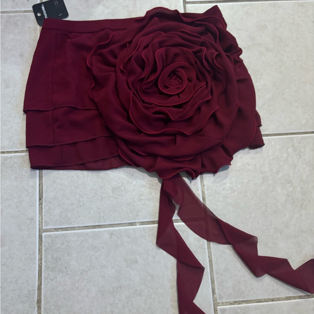 Missguided Burgundy Mini Skirt